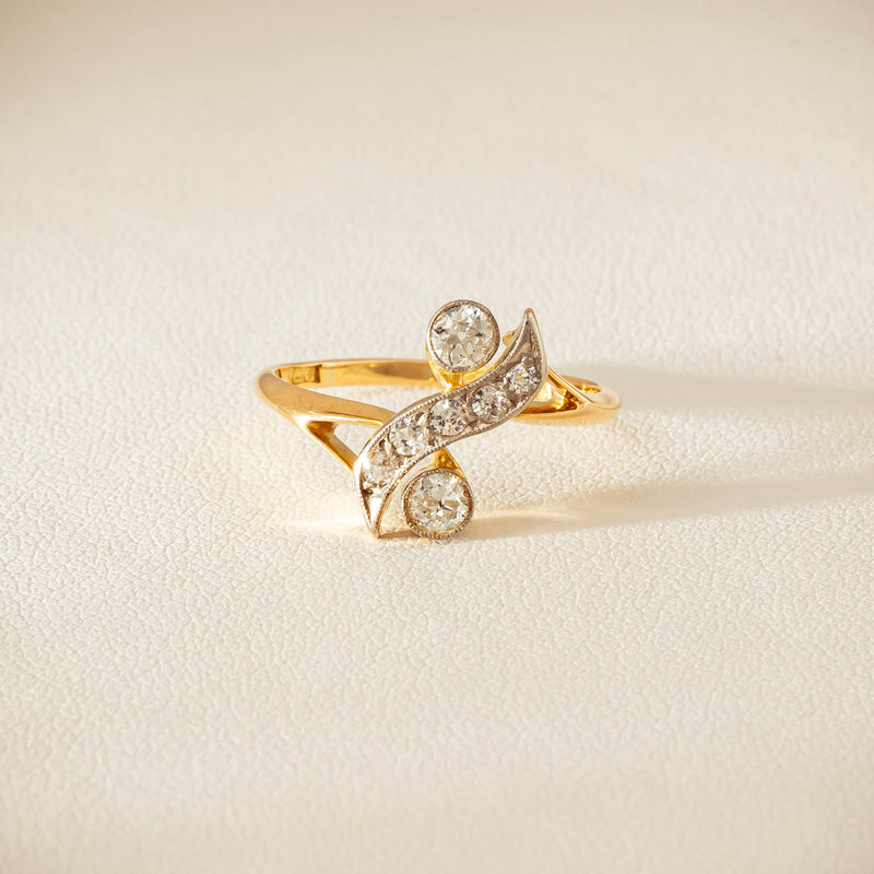 Vintage 18ct Yellow & White Gold .41ct Diamond Twist Ring - Ring - Walker & Hall