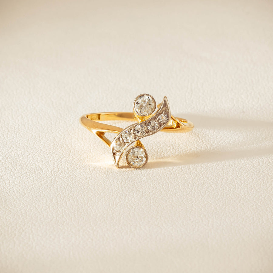 Vintage 18ct Yellow & White Gold .41ct Diamond Twist Ring - Ring - Walker & Hall