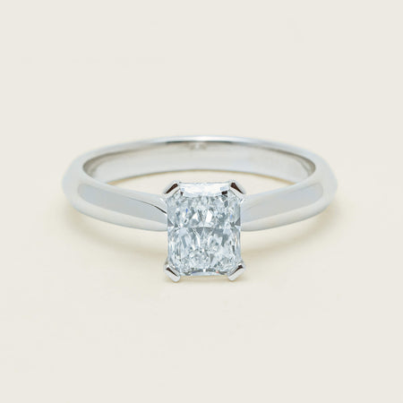 18ct White Gold 1.20ct Radiant-Cut Diamond Venetian Ring - Ring - Walker & Hall