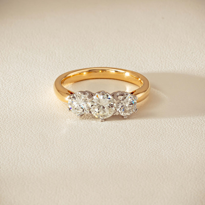 18ct Yellow Gold 1.60ct Diamond Trilogy Ring - Ring - Walker & Hall