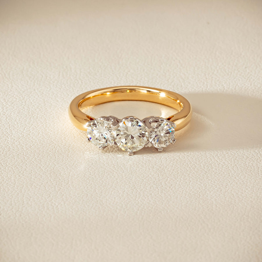 18ct Yellow Gold 1.60ct Diamond Trilogy Ring - Ring - Walker & Hall