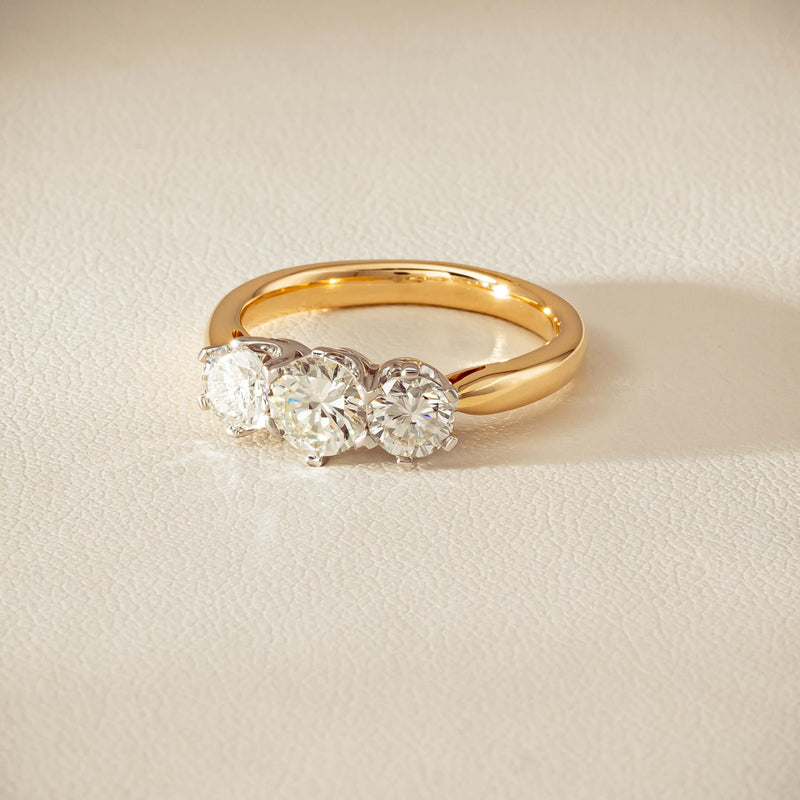 18ct Yellow Gold 1.60ct Diamond Trilogy Ring - Ring - Walker & Hall