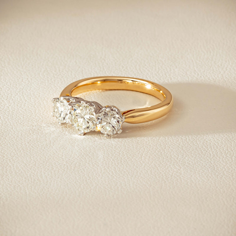 18ct Yellow Gold 1.60ct Diamond Trilogy Ring - Ring - Walker & Hall