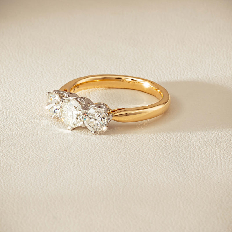 18ct Yellow Gold 1.60ct Diamond Trilogy Ring - Ring - Walker & Hall