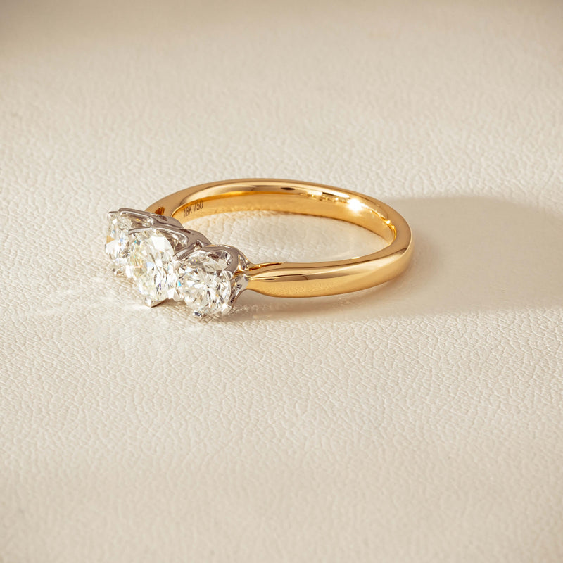 18ct Yellow Gold 1.60ct Diamond Trilogy Ring - Ring - Walker & Hall