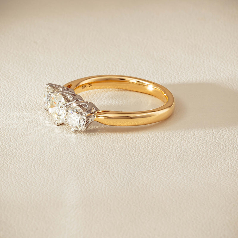 18ct Yellow Gold 1.60ct Diamond Trilogy Ring - Ring - Walker & Hall