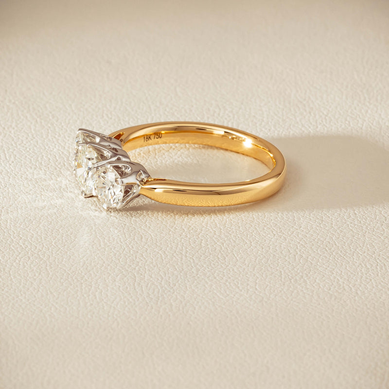 18ct Yellow Gold 1.60ct Diamond Trilogy Ring - Ring - Walker & Hall