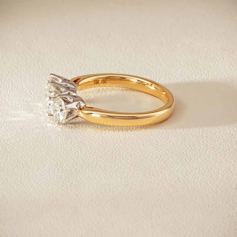 18ct Yellow Gold 1.60ct Diamond Trilogy Ring - Ring - Walker & Hall