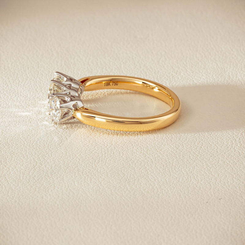 18ct Yellow Gold 1.60ct Diamond Trilogy Ring - Ring - Walker & Hall