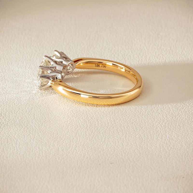 18ct Yellow Gold 1.60ct Diamond Trilogy Ring - Ring - Walker & Hall