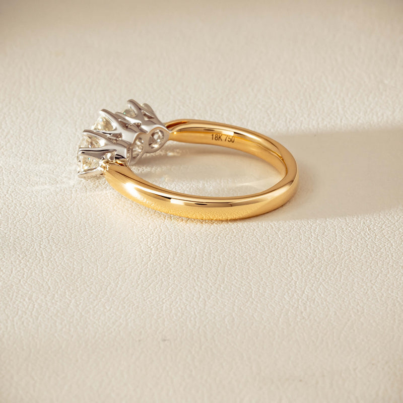18ct Yellow Gold 1.60ct Diamond Trilogy Ring - Ring - Walker & Hall