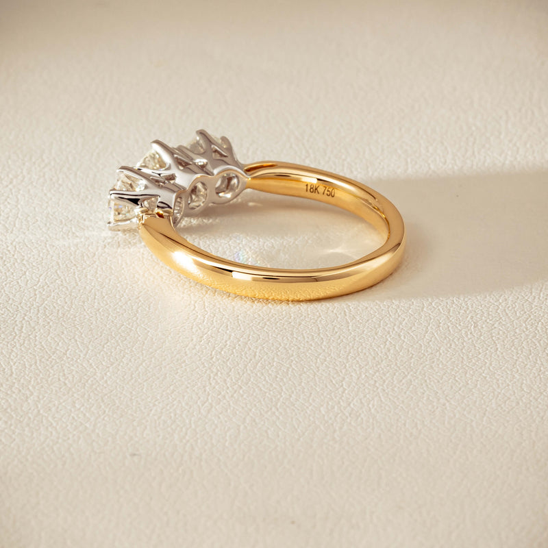 18ct Yellow Gold 1.60ct Diamond Trilogy Ring - Ring - Walker & Hall