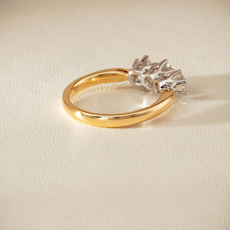 18ct Yellow Gold 1.60ct Diamond Trilogy Ring - Ring - Walker & Hall