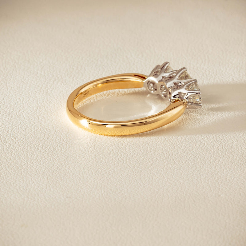 18ct Yellow Gold 1.60ct Diamond Trilogy Ring - Ring - Walker & Hall
