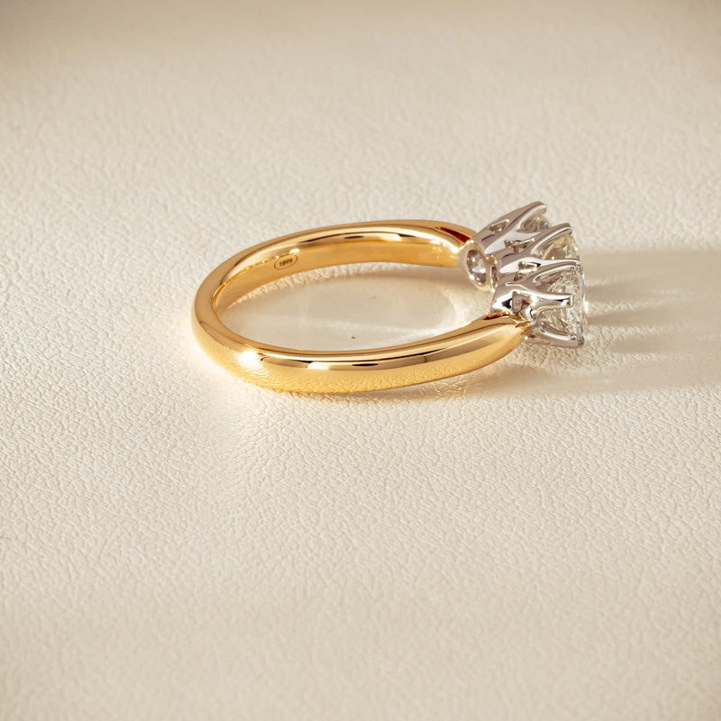 18ct Yellow Gold 1.60ct Diamond Trilogy Ring - Ring - Walker & Hall