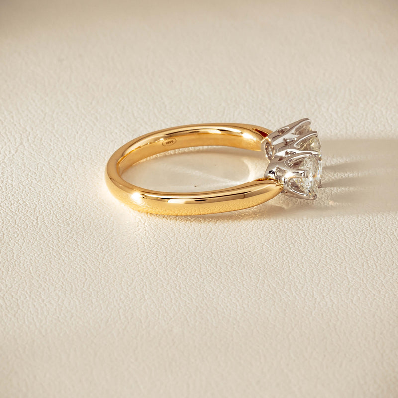 18ct Yellow Gold 1.60ct Diamond Trilogy Ring - Ring - Walker & Hall