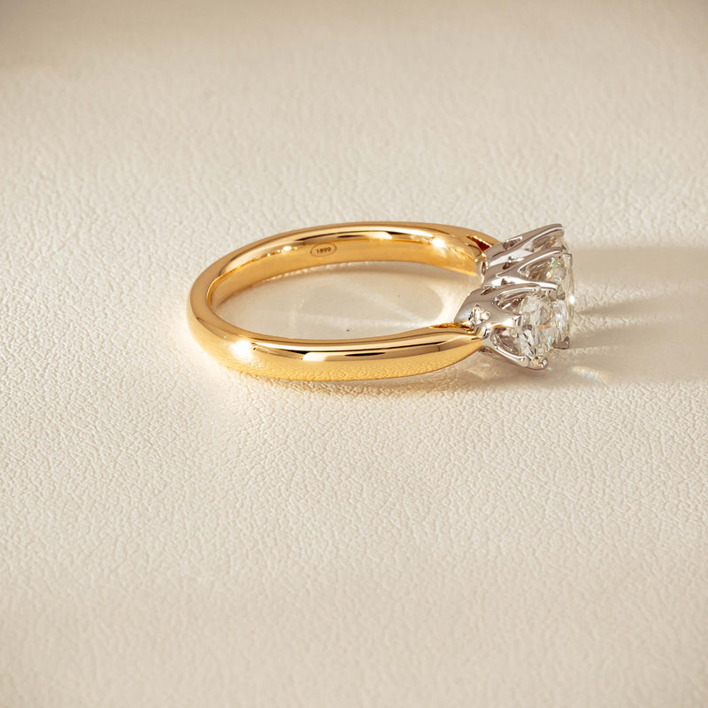 18ct Yellow Gold 1.60ct Diamond Trilogy Ring - Ring - Walker & Hall