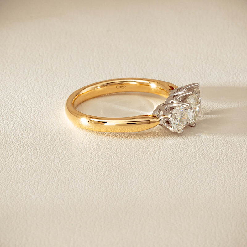 18ct Yellow Gold 1.60ct Diamond Trilogy Ring - Ring - Walker & Hall