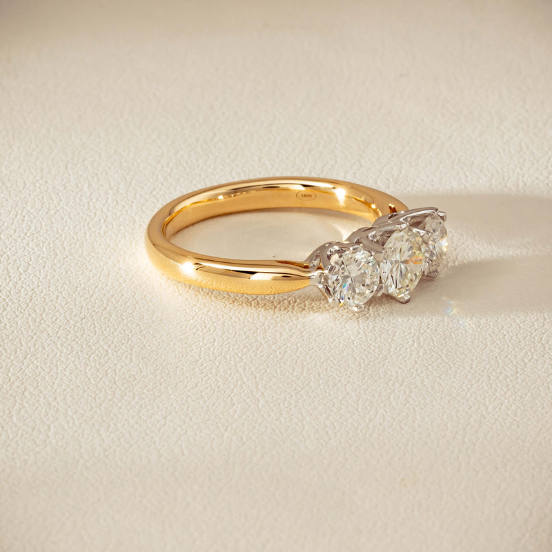 18ct Yellow Gold 1.60ct Diamond Trilogy Ring - Ring - Walker & Hall