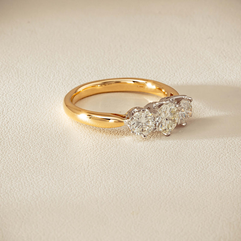 18ct Yellow Gold 1.60ct Diamond Trilogy Ring - Ring - Walker & Hall