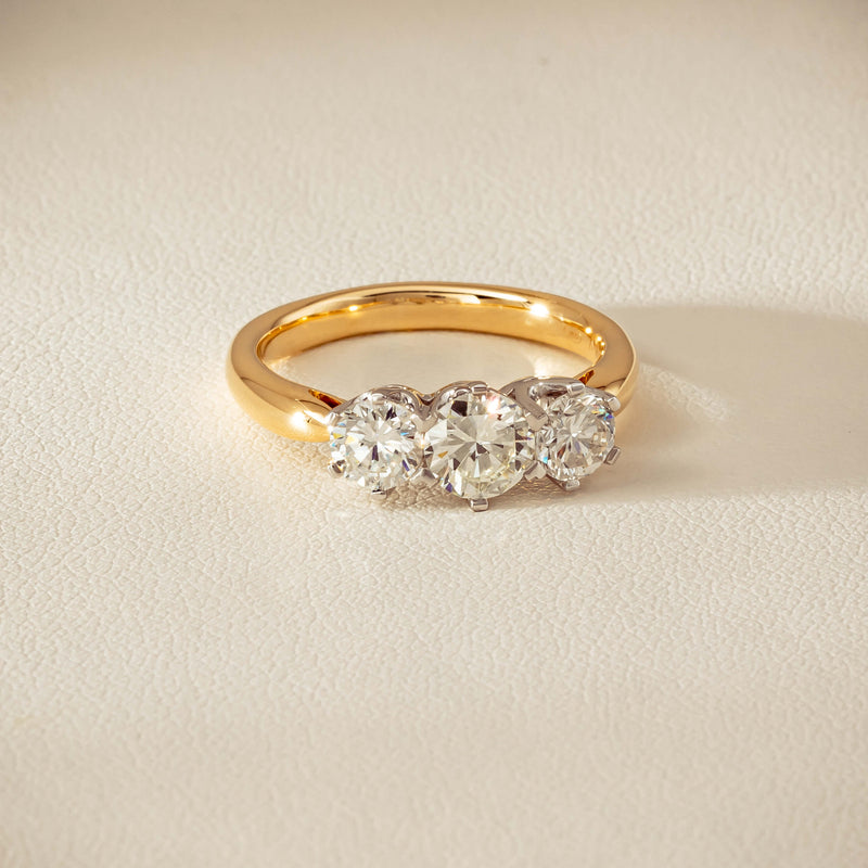 18ct Yellow Gold 1.60ct Diamond Trilogy Ring - Ring - Walker & Hall