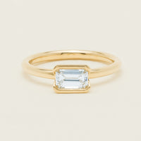 18ct Yellow Gold .70ct Emerald-Cut Diamond Elle Ring - Ring - Walker & Hall