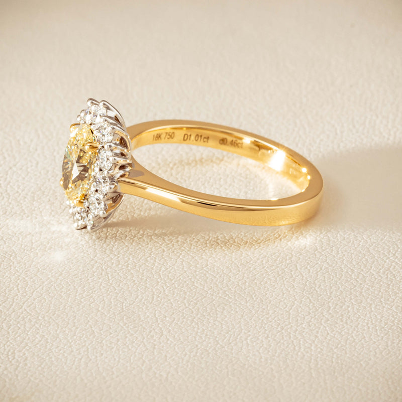 18ct Yellow Gold 1.01ct Fancy Oval Diamond Belle Ring - Ring - Walker & Hall