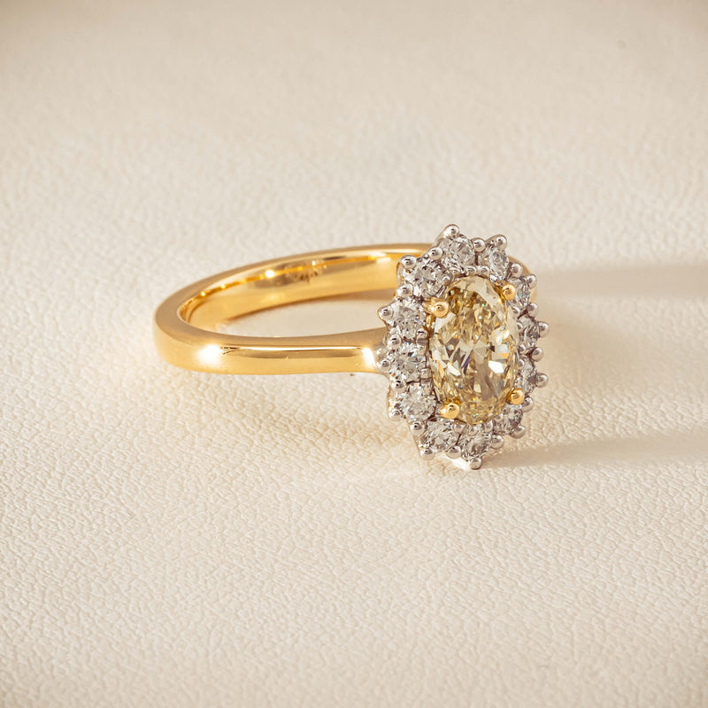 18ct Yellow Gold 1.01ct Fancy Oval Diamond Belle Ring - Ring - Walker & Hall