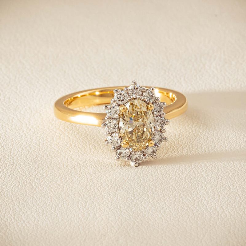 18ct Yellow Gold 1.01ct Fancy Oval Diamond Belle Ring - Ring - Walker & Hall