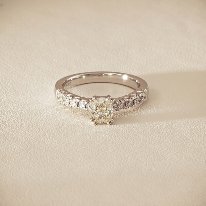 18ct White Gold .81ct Cushion-Cut Diamond Phoenix Ring - Ring - Walker & Hall