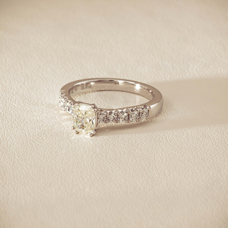 18ct White Gold .81ct Cushion-Cut Diamond Phoenix Ring - Ring - Walker & Hall