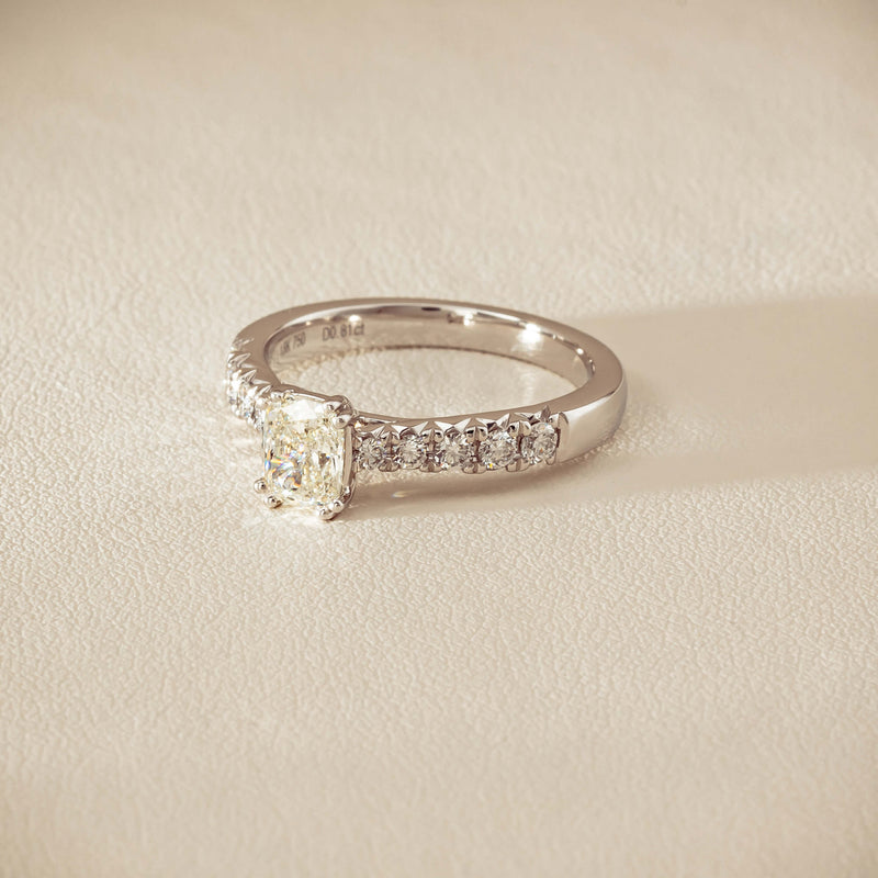 18ct White Gold .81ct Cushion-Cut Diamond Phoenix Ring - Ring - Walker & Hall