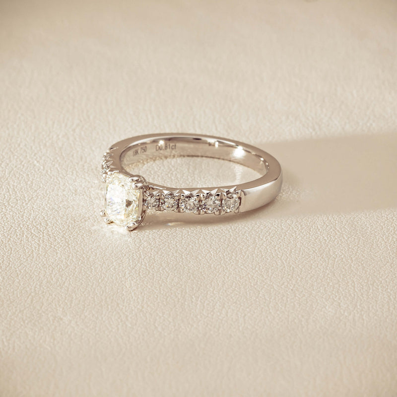 18ct White Gold .81ct Cushion-Cut Diamond Phoenix Ring - Ring - Walker & Hall