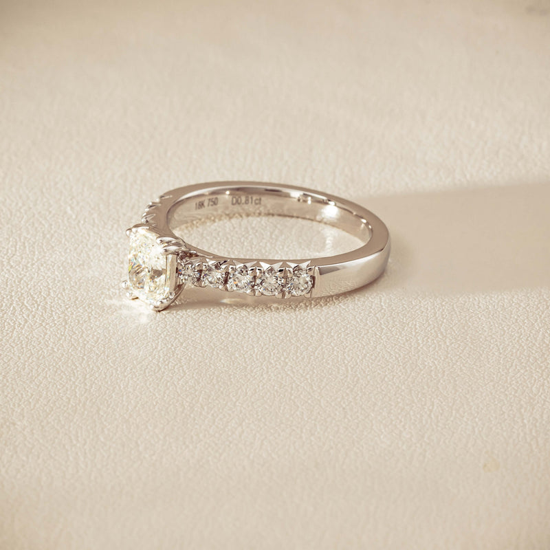 18ct White Gold .81ct Cushion-Cut Diamond Phoenix Ring - Ring - Walker & Hall