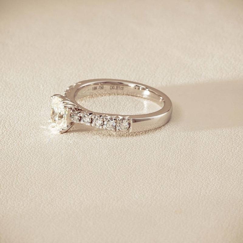 18ct White Gold .81ct Cushion-Cut Diamond Phoenix Ring - Ring - Walker & Hall