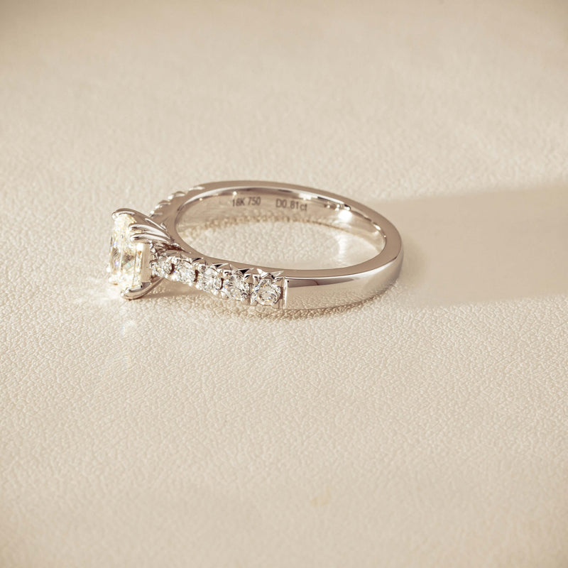 18ct White Gold .81ct Cushion-Cut Diamond Phoenix Ring - Ring - Walker & Hall