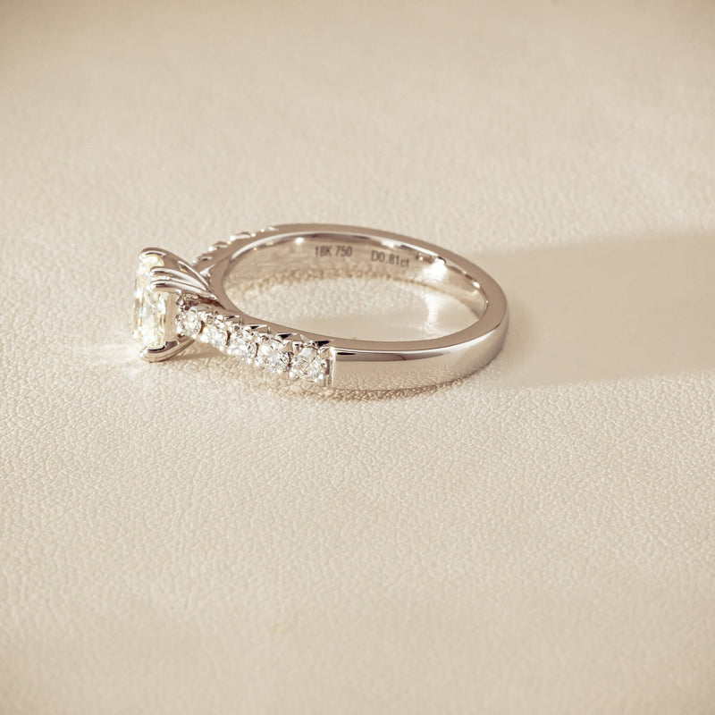 18ct White Gold .81ct Cushion-Cut Diamond Phoenix Ring - Ring - Walker & Hall
