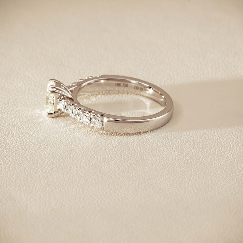 18ct White Gold .81ct Cushion-Cut Diamond Phoenix Ring - Ring - Walker & Hall