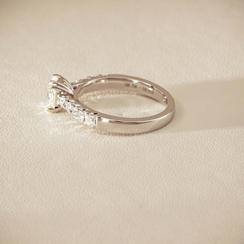 18ct White Gold .81ct Cushion-Cut Diamond Phoenix Ring - Ring - Walker & Hall