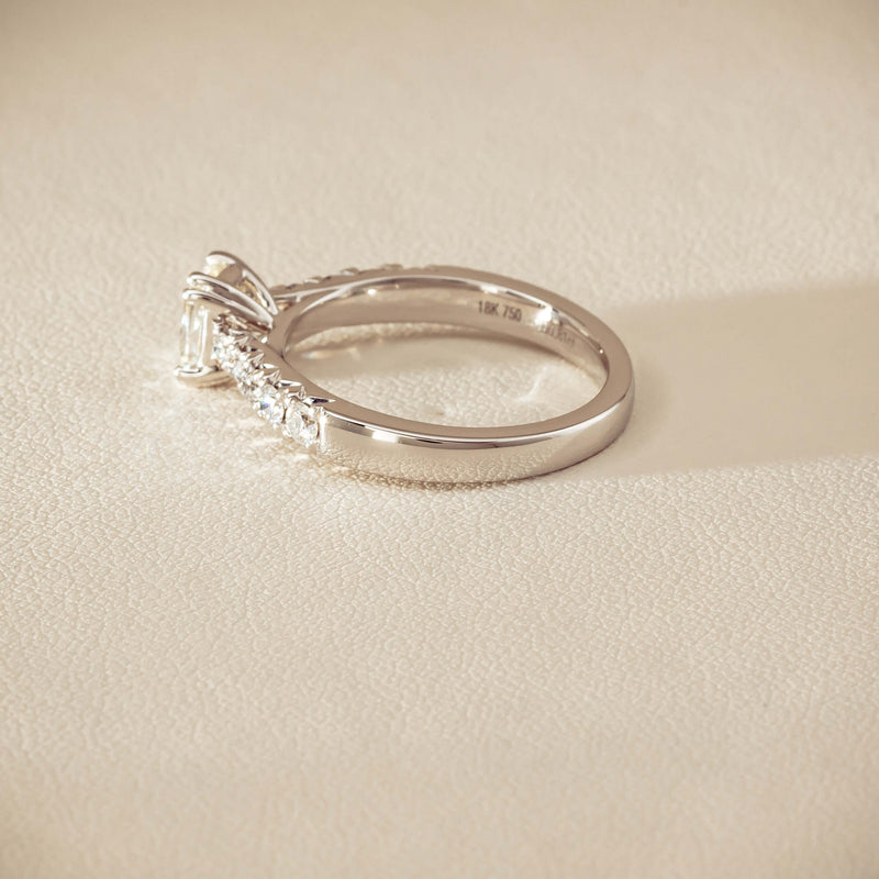 18ct White Gold .81ct Cushion-Cut Diamond Phoenix Ring - Ring - Walker & Hall