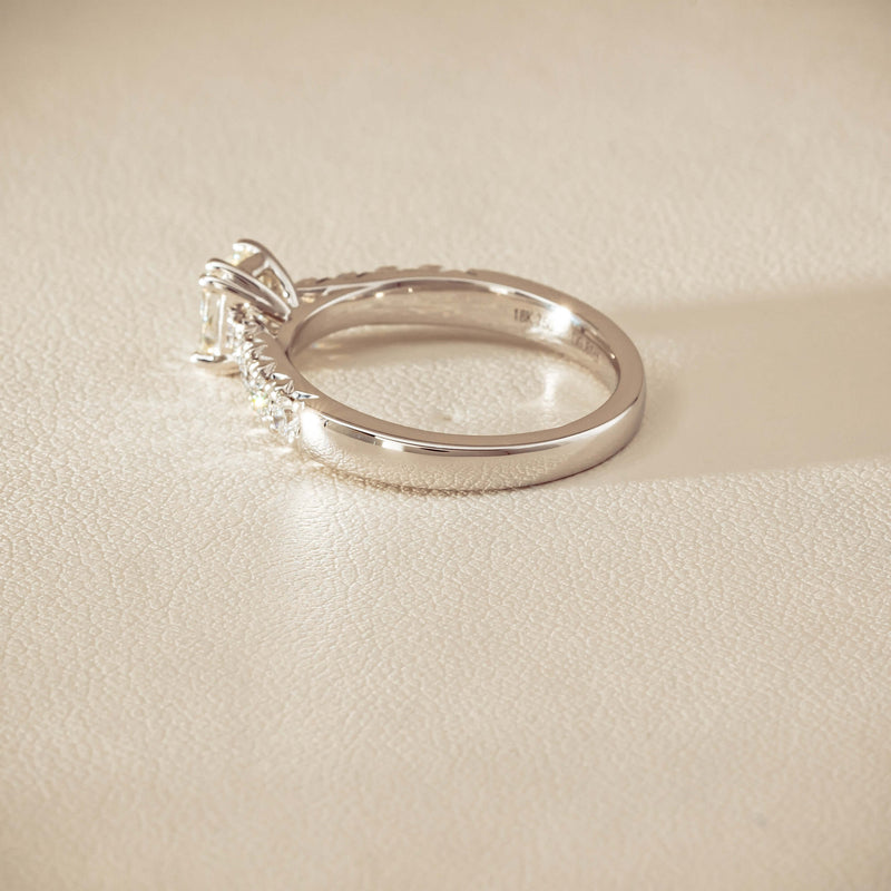 18ct White Gold .81ct Cushion-Cut Diamond Phoenix Ring - Ring - Walker & Hall