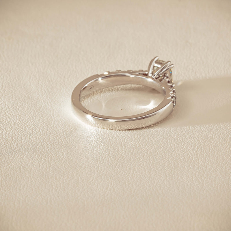 18ct White Gold .81ct Cushion-Cut Diamond Phoenix Ring - Ring - Walker & Hall