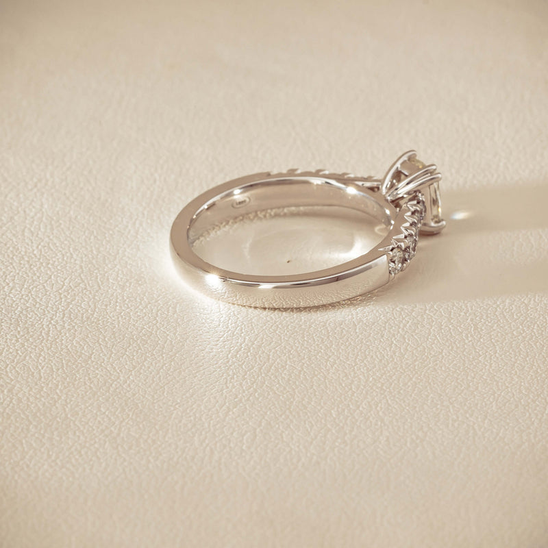18ct White Gold .81ct Cushion-Cut Diamond Phoenix Ring - Ring - Walker & Hall