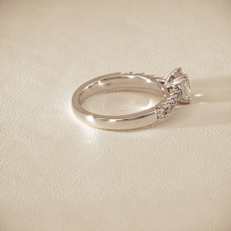 18ct White Gold .81ct Cushion-Cut Diamond Phoenix Ring - Ring - Walker & Hall