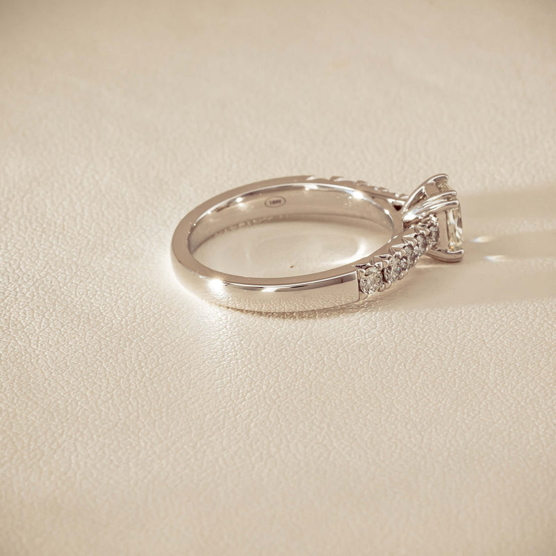 18ct White Gold .81ct Cushion-Cut Diamond Phoenix Ring - Ring - Walker & Hall