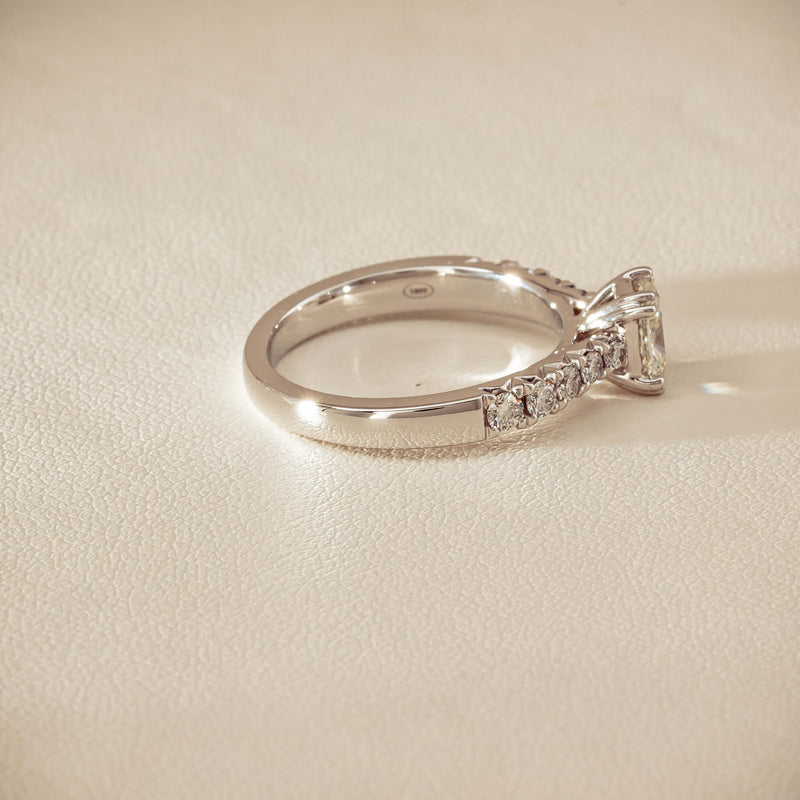 18ct White Gold .81ct Cushion-Cut Diamond Phoenix Ring - Ring - Walker & Hall
