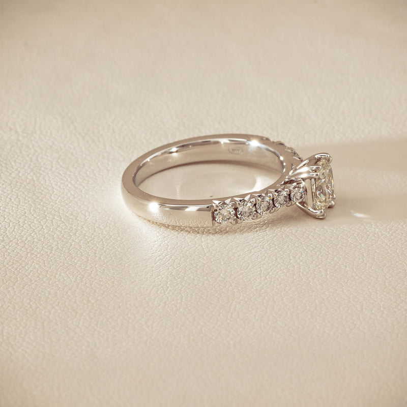 18ct White Gold .81ct Cushion-Cut Diamond Phoenix Ring - Ring - Walker & Hall