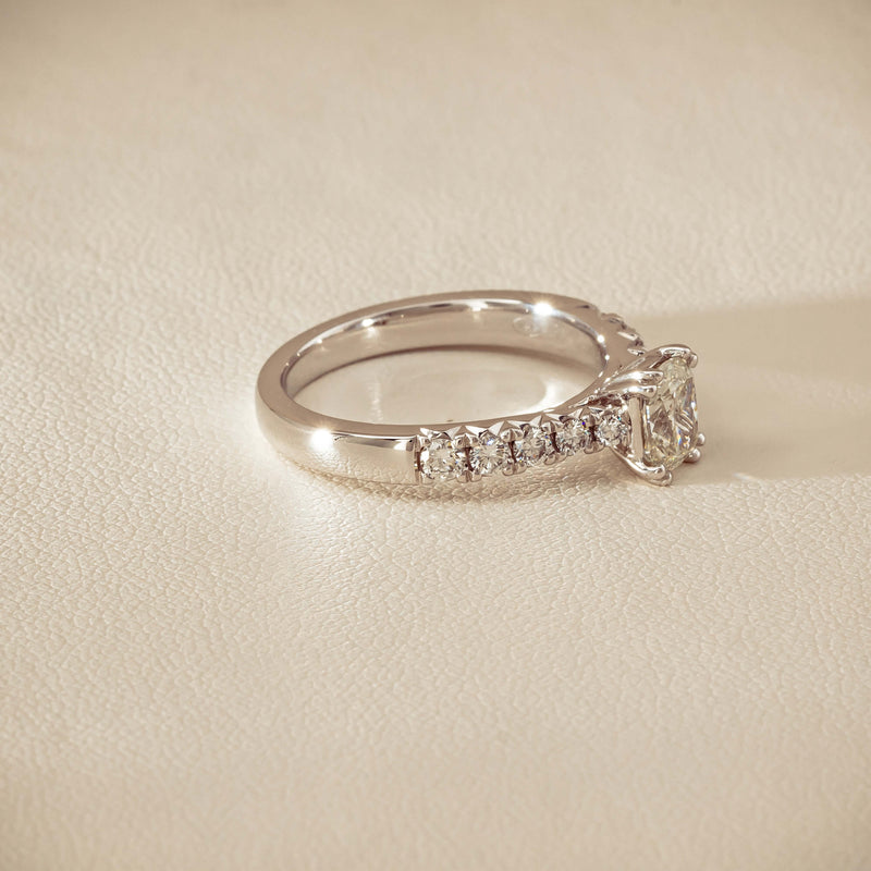 18ct White Gold .81ct Cushion-Cut Diamond Phoenix Ring - Ring - Walker & Hall