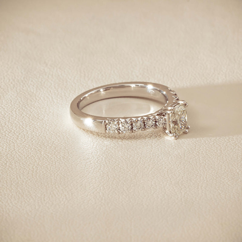 18ct White Gold .81ct Cushion-Cut Diamond Phoenix Ring - Ring - Walker & Hall