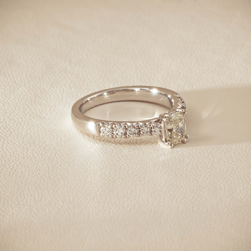 18ct White Gold .81ct Cushion-Cut Diamond Phoenix Ring - Ring - Walker & Hall
